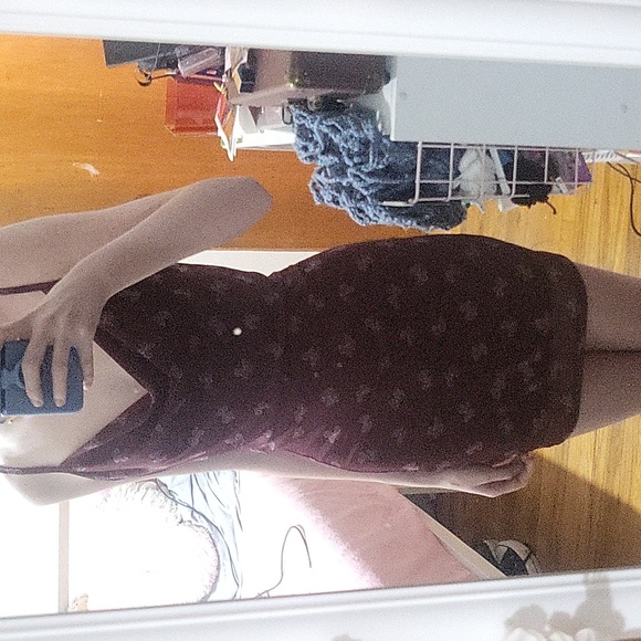 Size small, Maroon with blue bow detail, bodycon dress, forever 21 - Picture 1 of 3